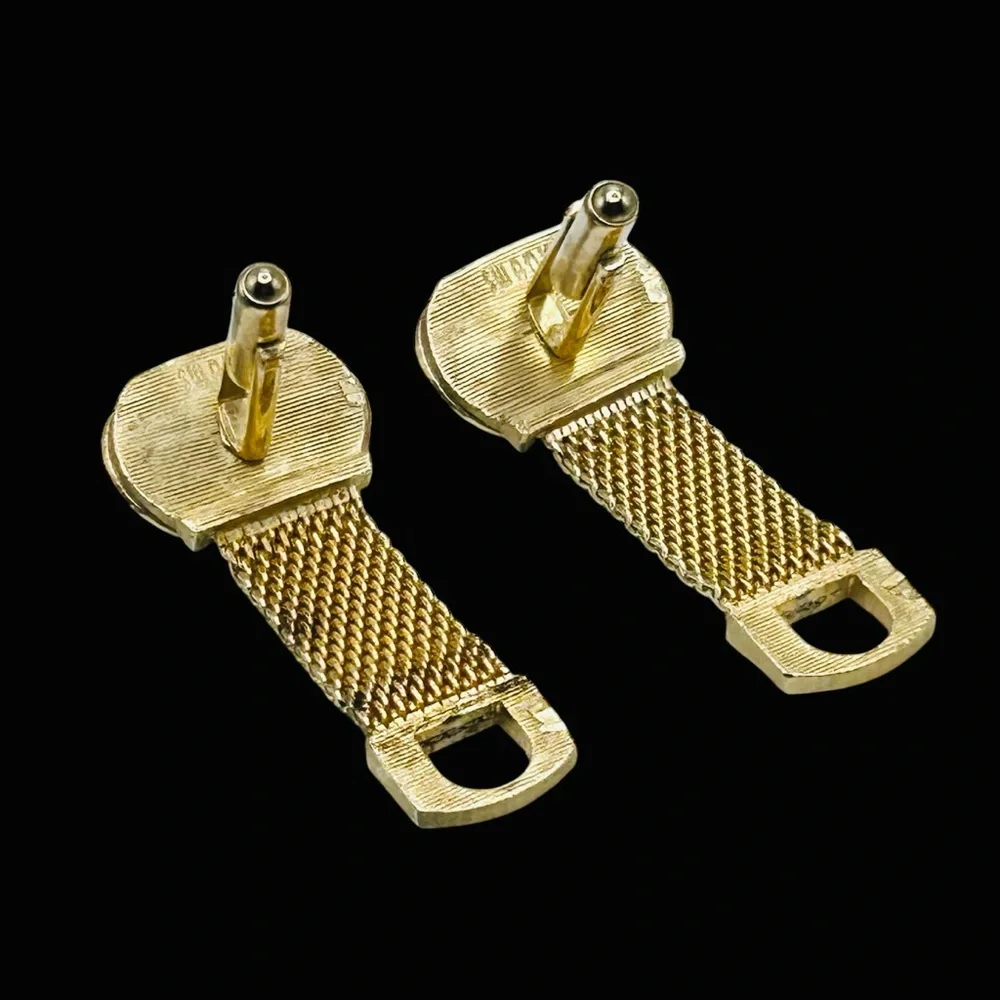Vintage Swank Olivine Moonglow Lucite Wrap Mesh Cuff Links